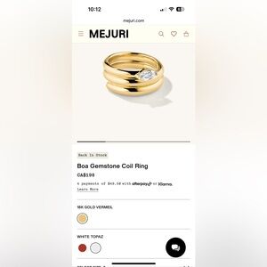 Like new Mejuri Boa Gemstone Coil ring